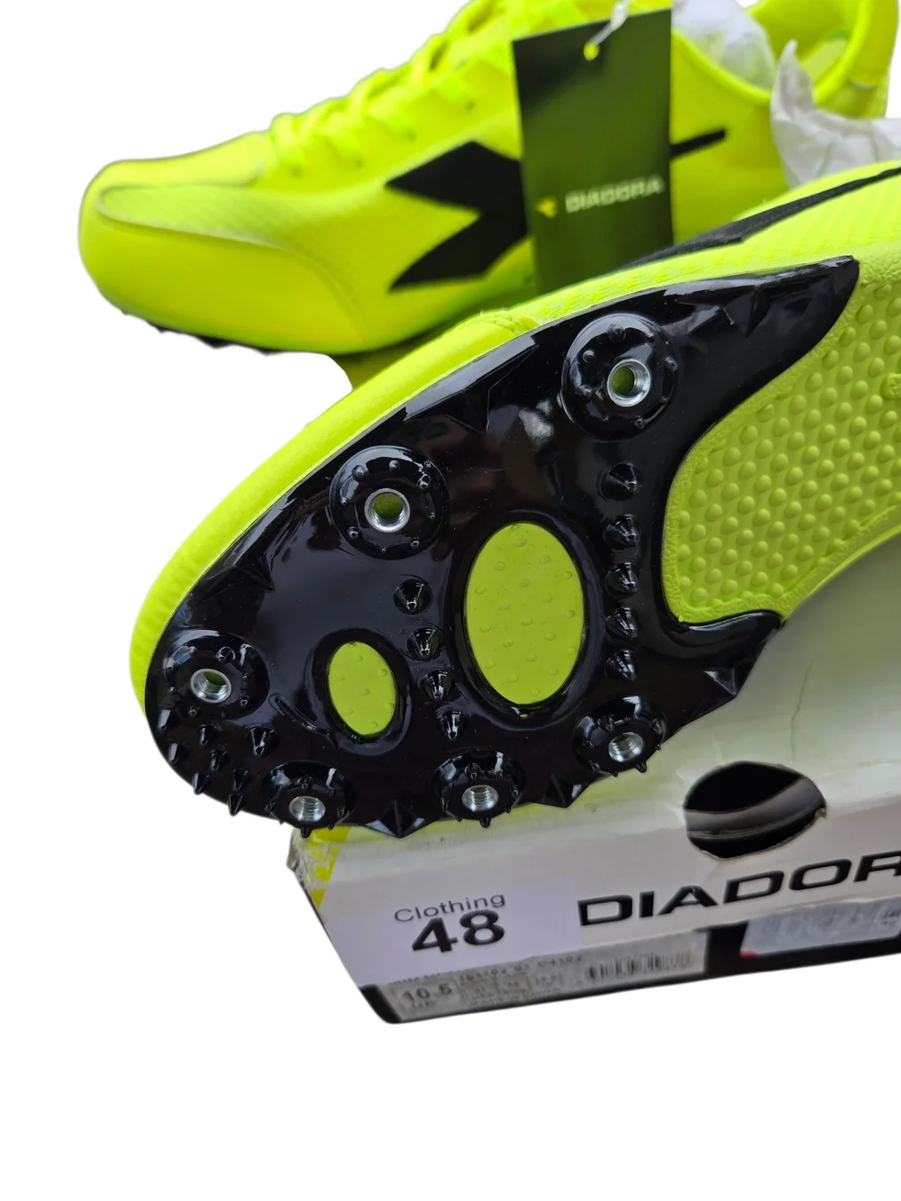 Diadora Track Spikes Men 11 NWT Neon Volt Racing Shoes Box